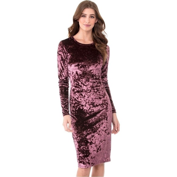 Michael Kors Cordovan Panne Stretch Crushed Velvet Bodycon Midi Dress, Size M - Picture 9 of 9